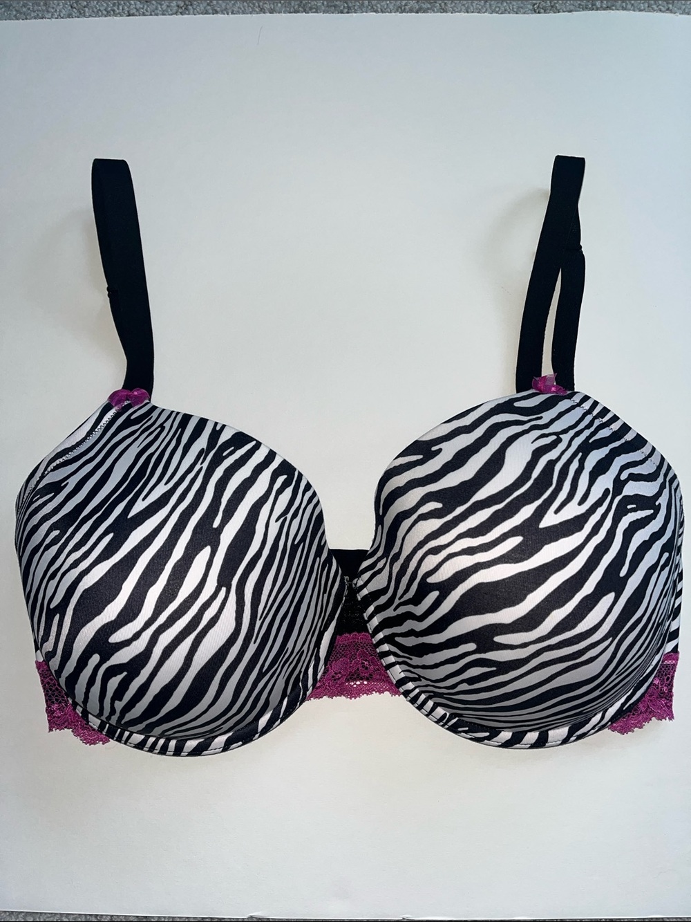 Modern Movement Zebra Stripe and Pink Lace Bra